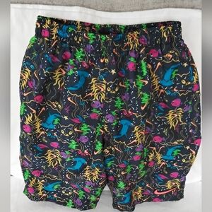 Nike Boys Sea Friends Black Swim Shorts with Neon Multicolor Print Marine Life